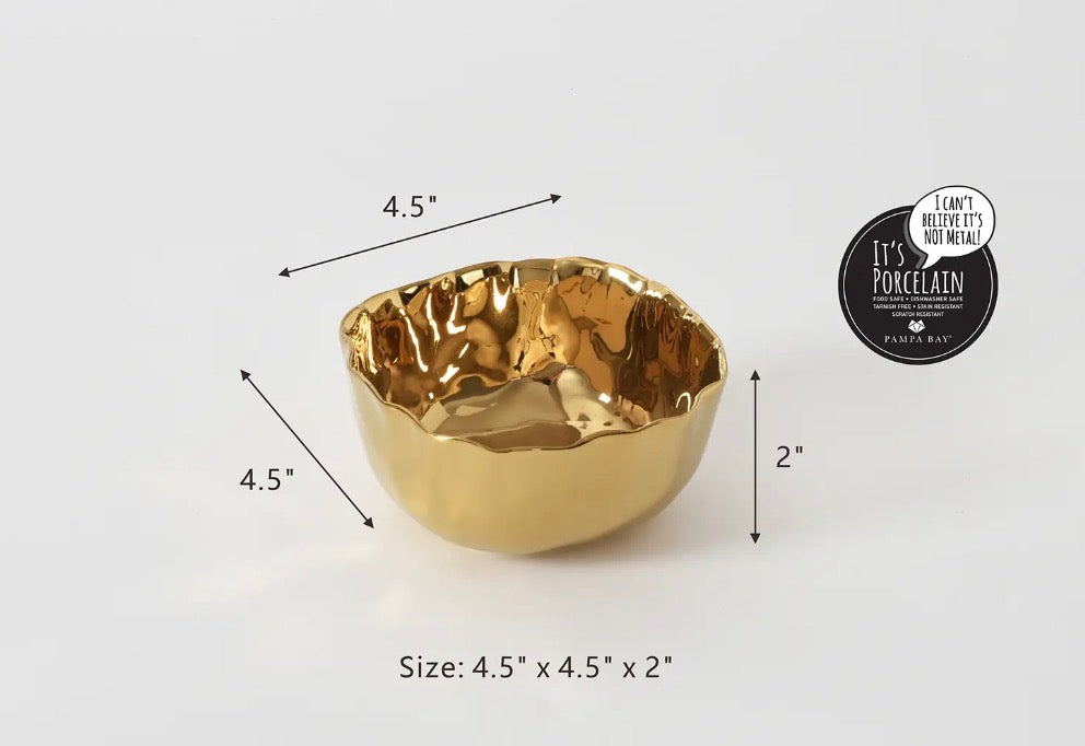 Golden Ripple Porcelain Snack Bowl