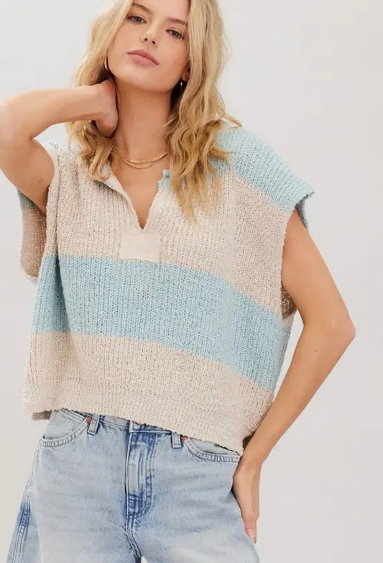 Coastal Cool Stripe Mint Sweater