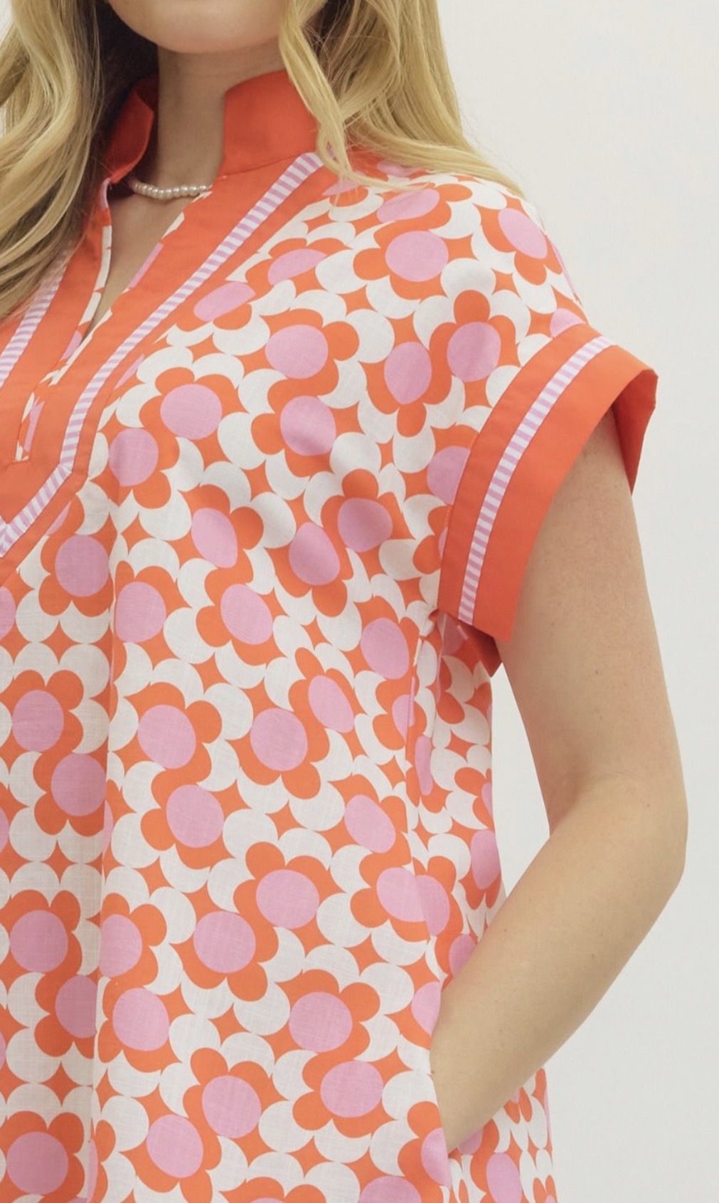 Cute coral cap sleeve dress