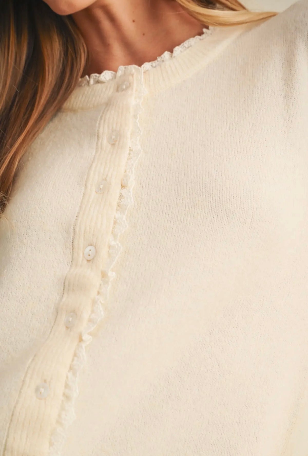 Coming soon: Classic Cream Ruffle Cardigan