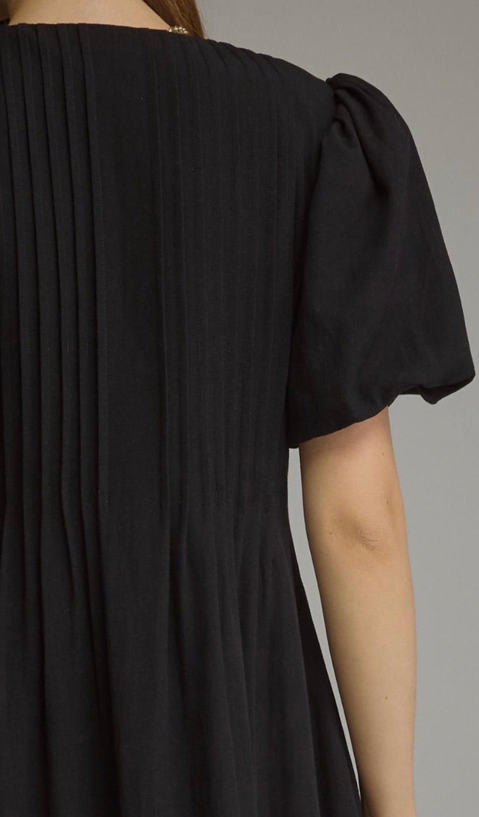 Gracie Pleat Dress - Black