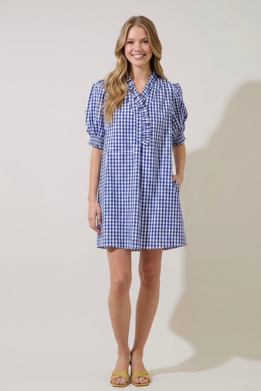Sale: Navy Gingham Everyday Dress with Pockets