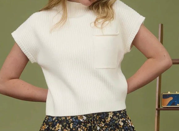 Mock neck short sleeve sweater