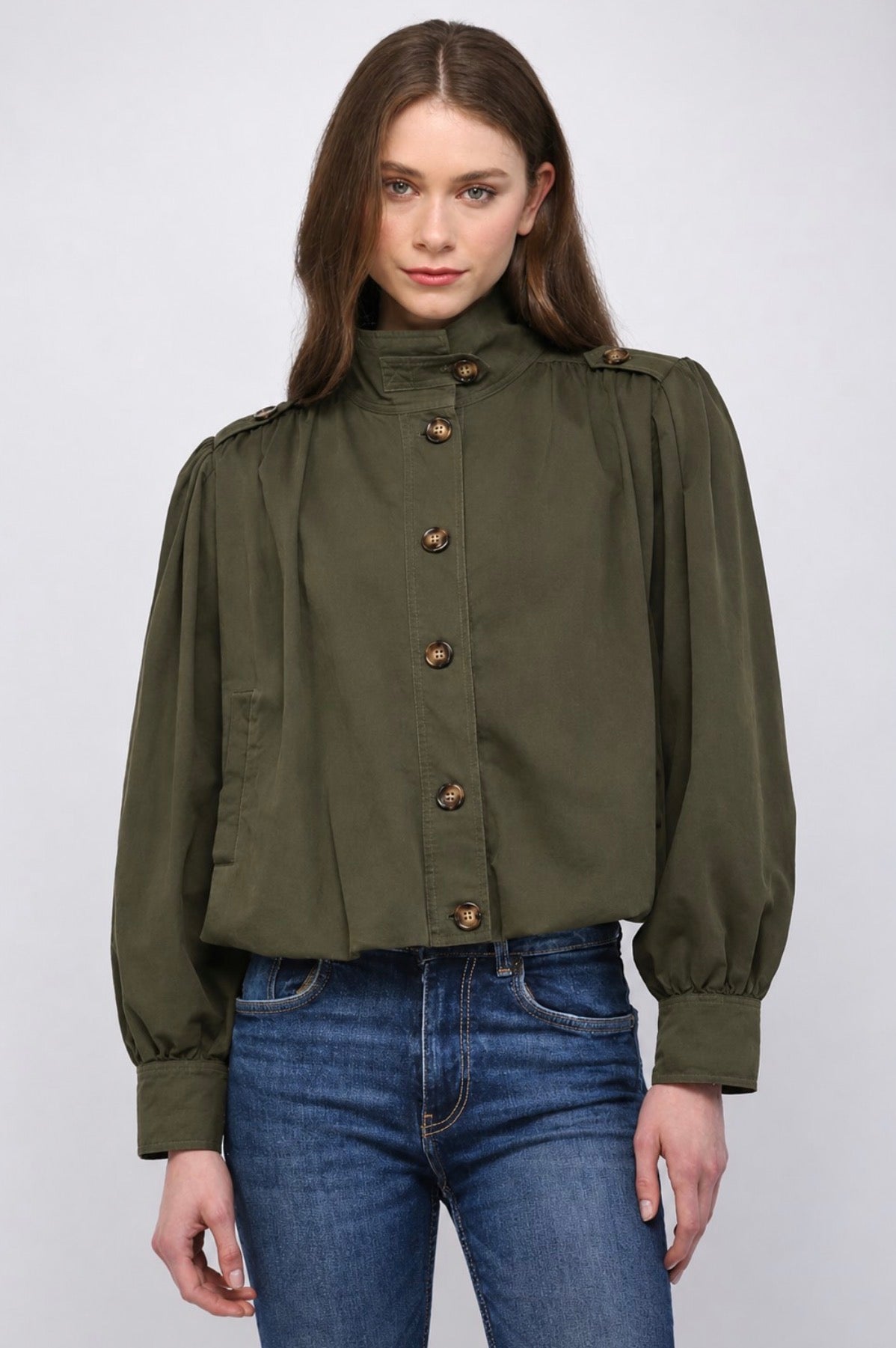 Coming soon: Olive Utility Bubble Hem Jacket
