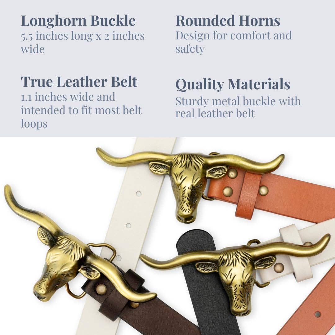 Signature Longhorn Western Belt for Women: Dark Brown / Medium