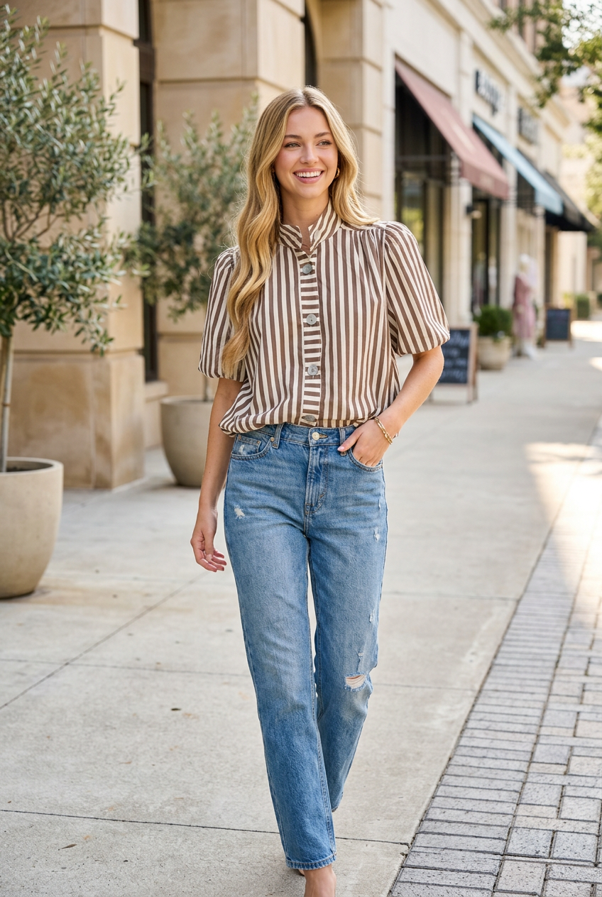 Brownstone Bubble Blouse