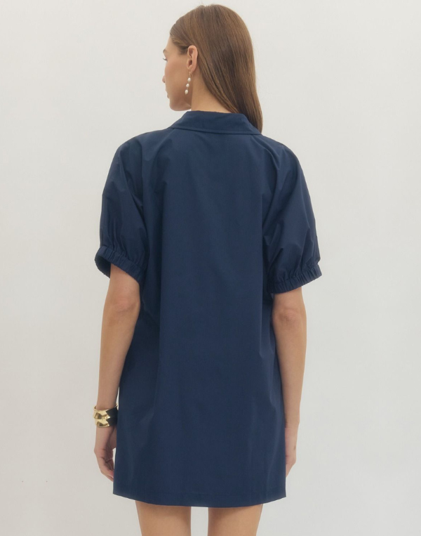 Navy poplin go to dress