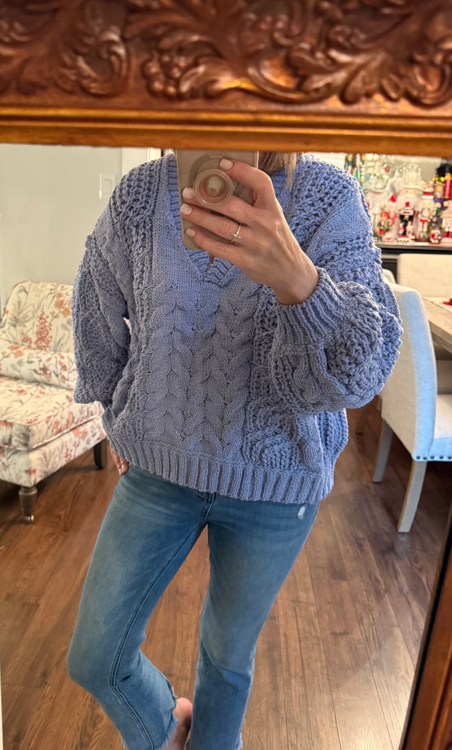 Chenille cable sweater