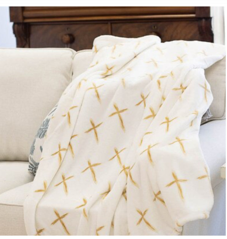 Cream cross blanket (price includes bulk shipping)