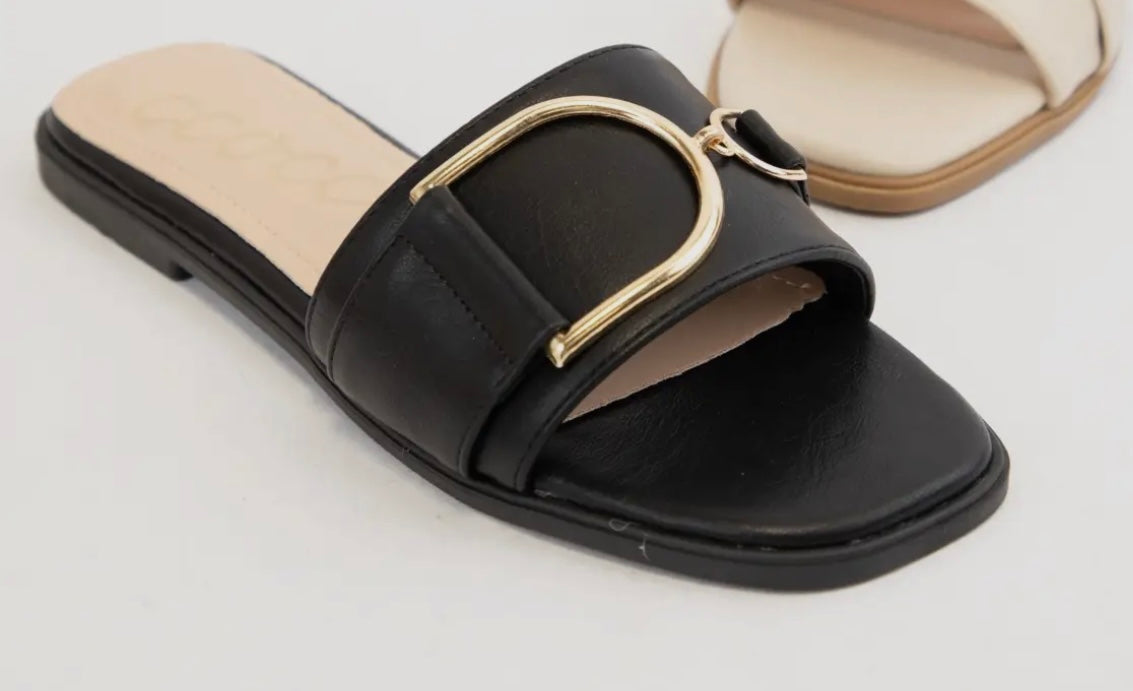 Black gold tone sandal