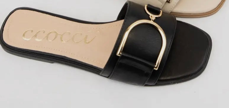 Black gold tone sandal