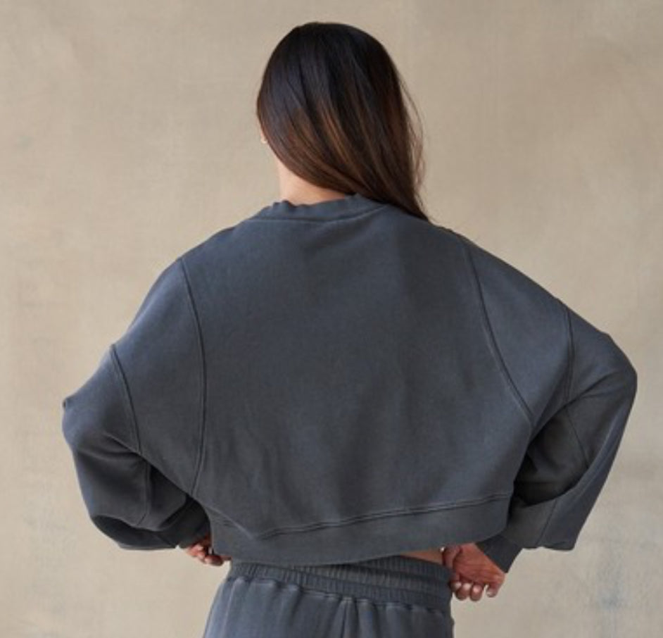 Rib semi cropped sweatshirt