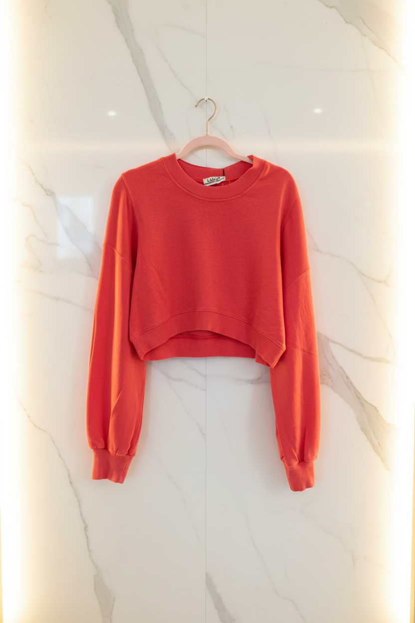 Ribbed semi cropped sweatshirt