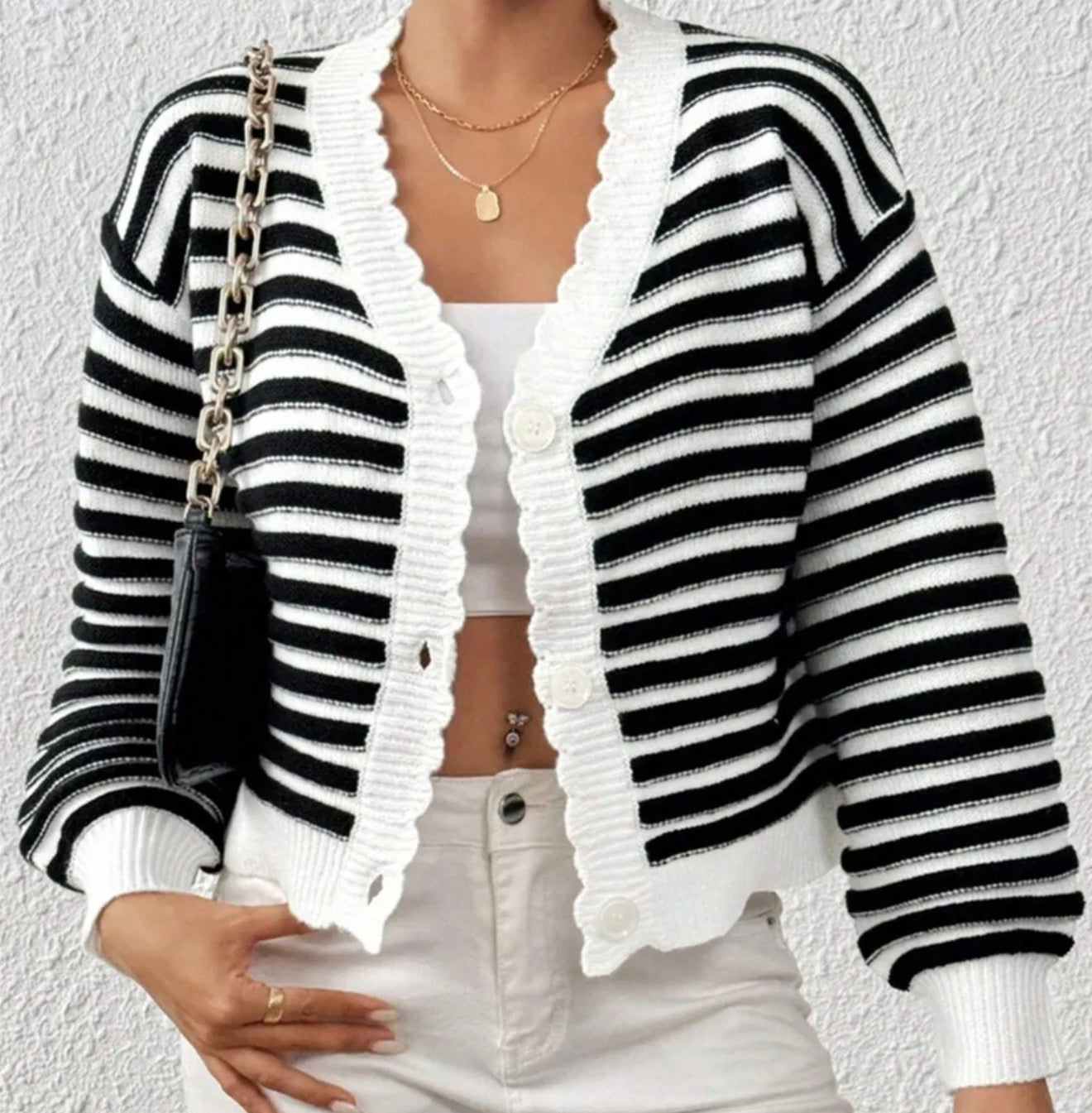 Button down striped cardigan
