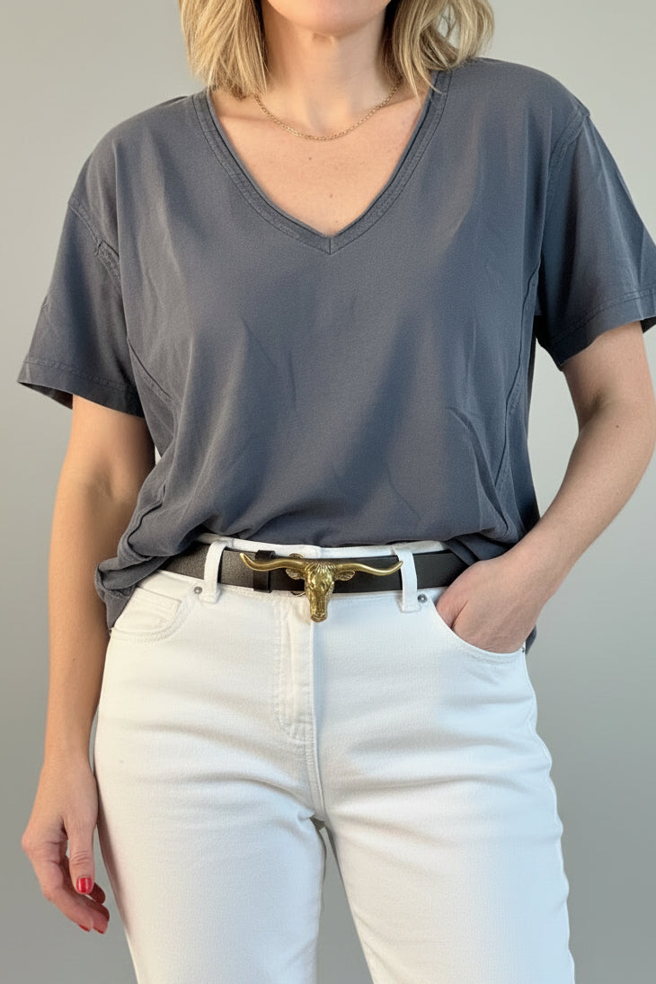 Signature Longhorn Western Belt for Women: Dark Brown