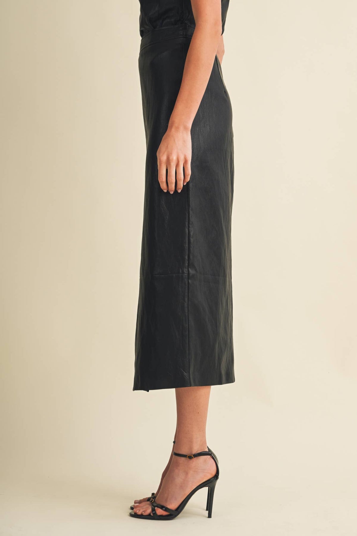 Vienna Faux Leather Midi Skirt