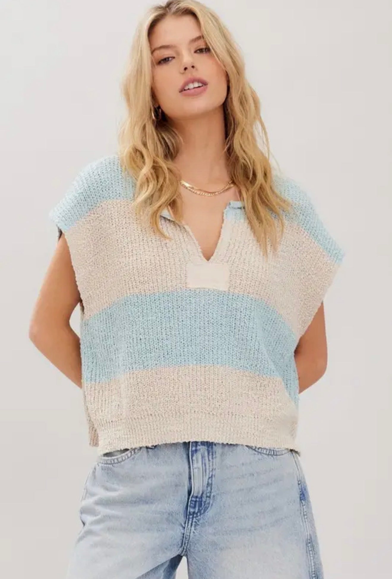 Coastal Cool Stripe Mint Sweater