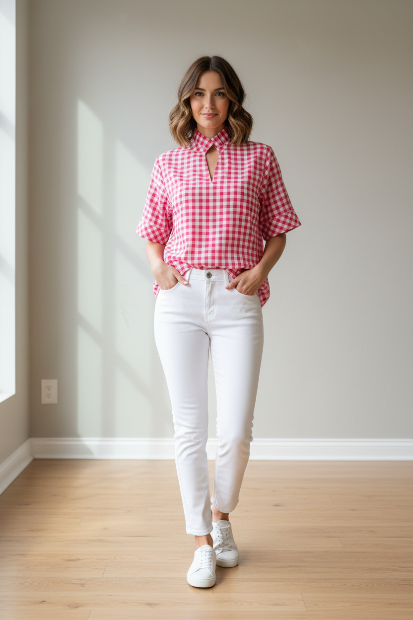 The Meadow Breeze Stand‑Collar Top