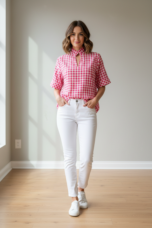 The Meadow Breeze Stand‑Collar Top