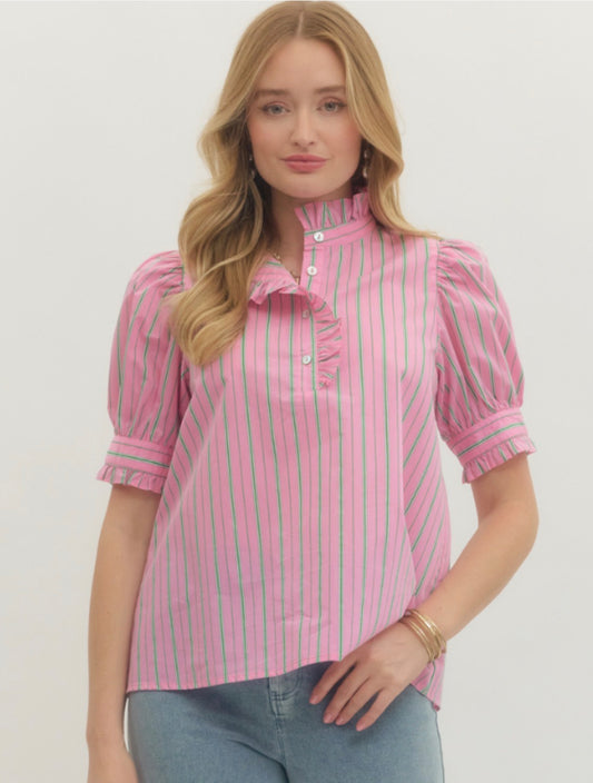 Chloe striped pink blouse