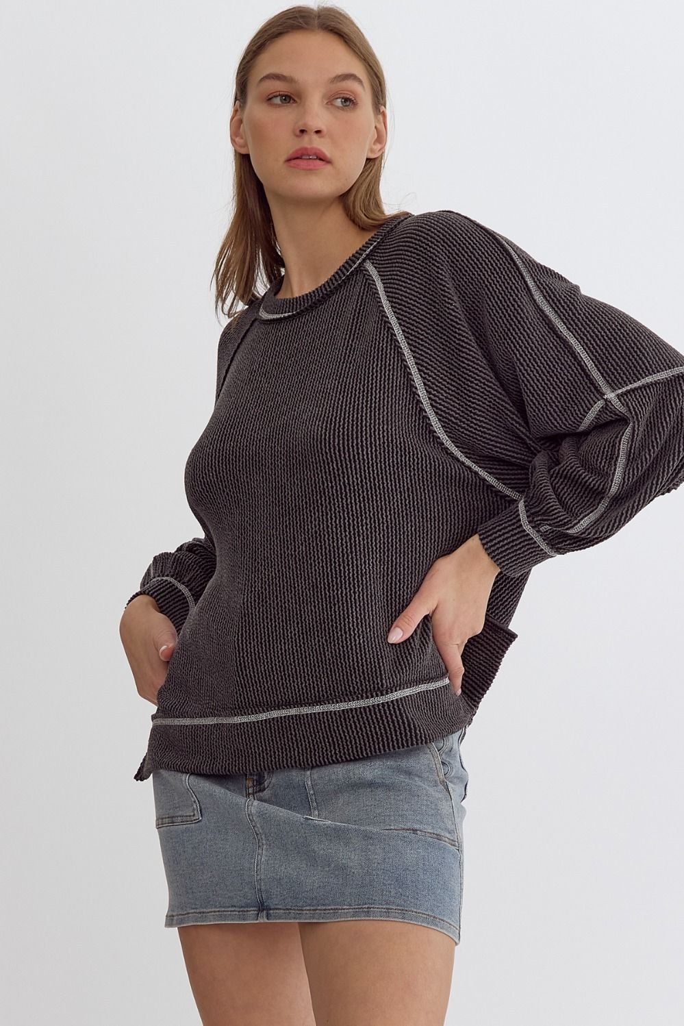 knit pullover - charcoal