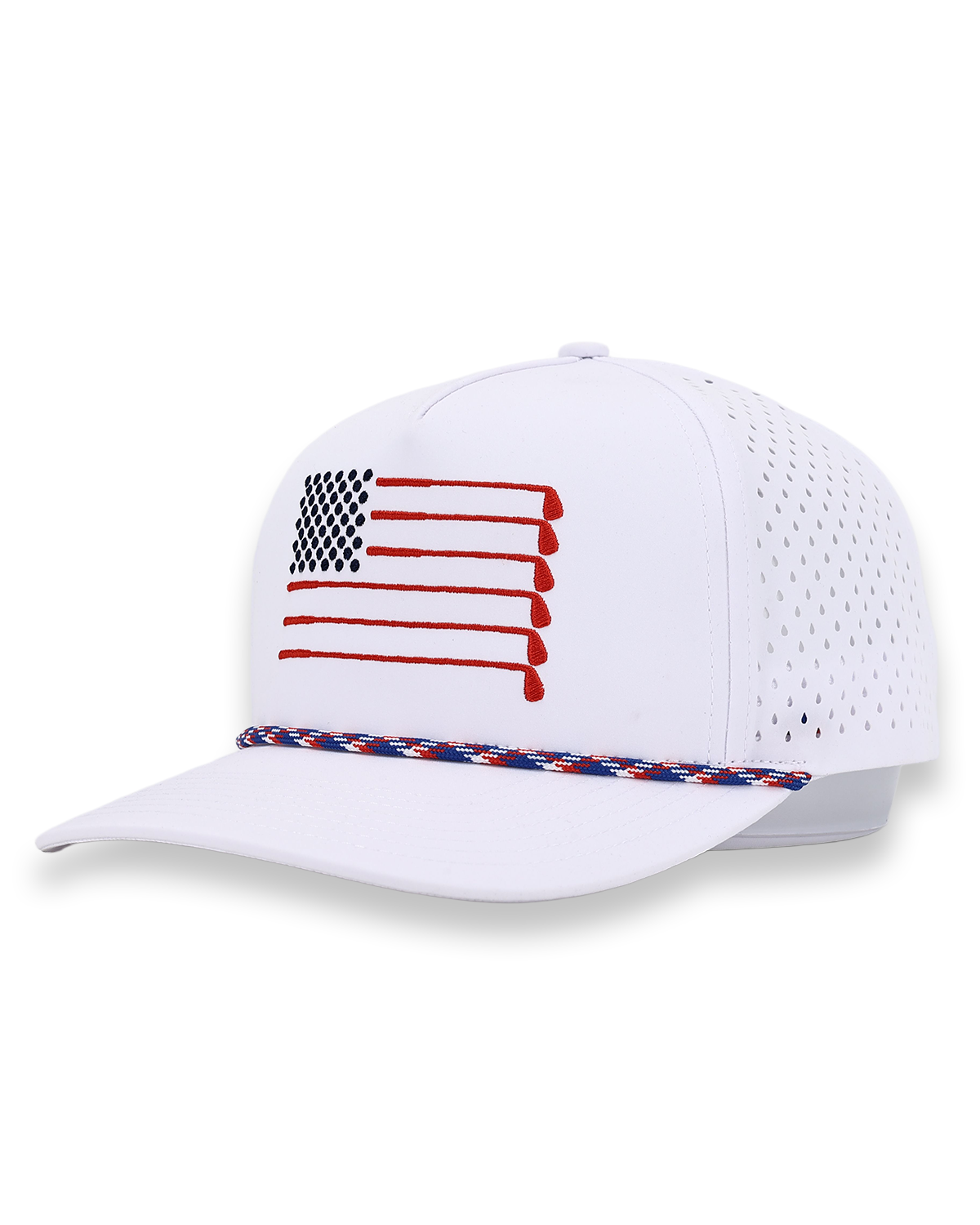 US Flag Rope Flat Bill Hat