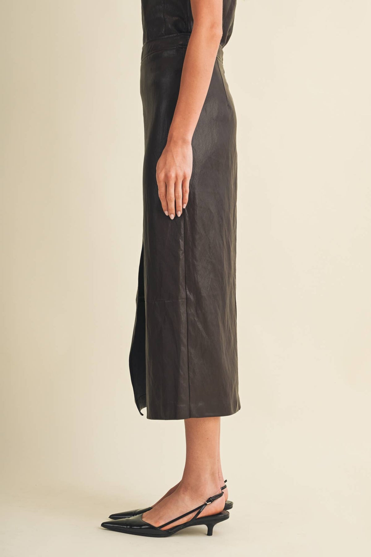 Vienna Faux Leather Midi Skirt