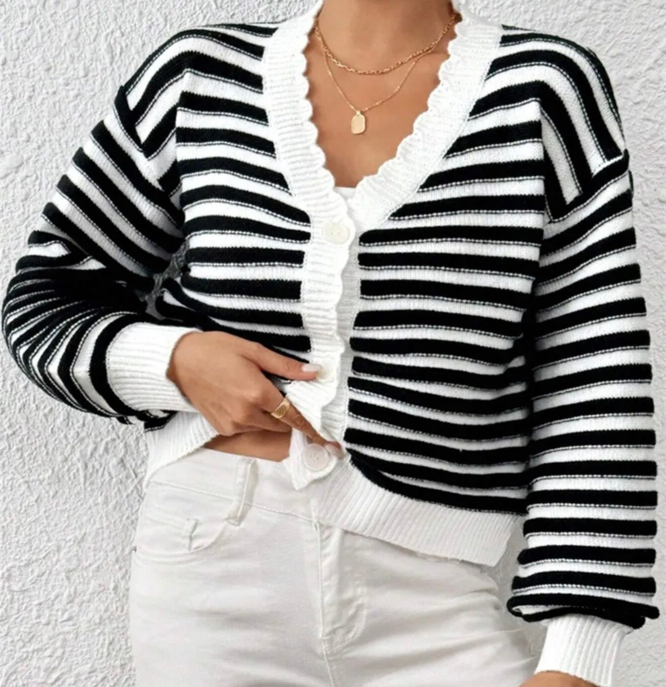Button down striped cardigan