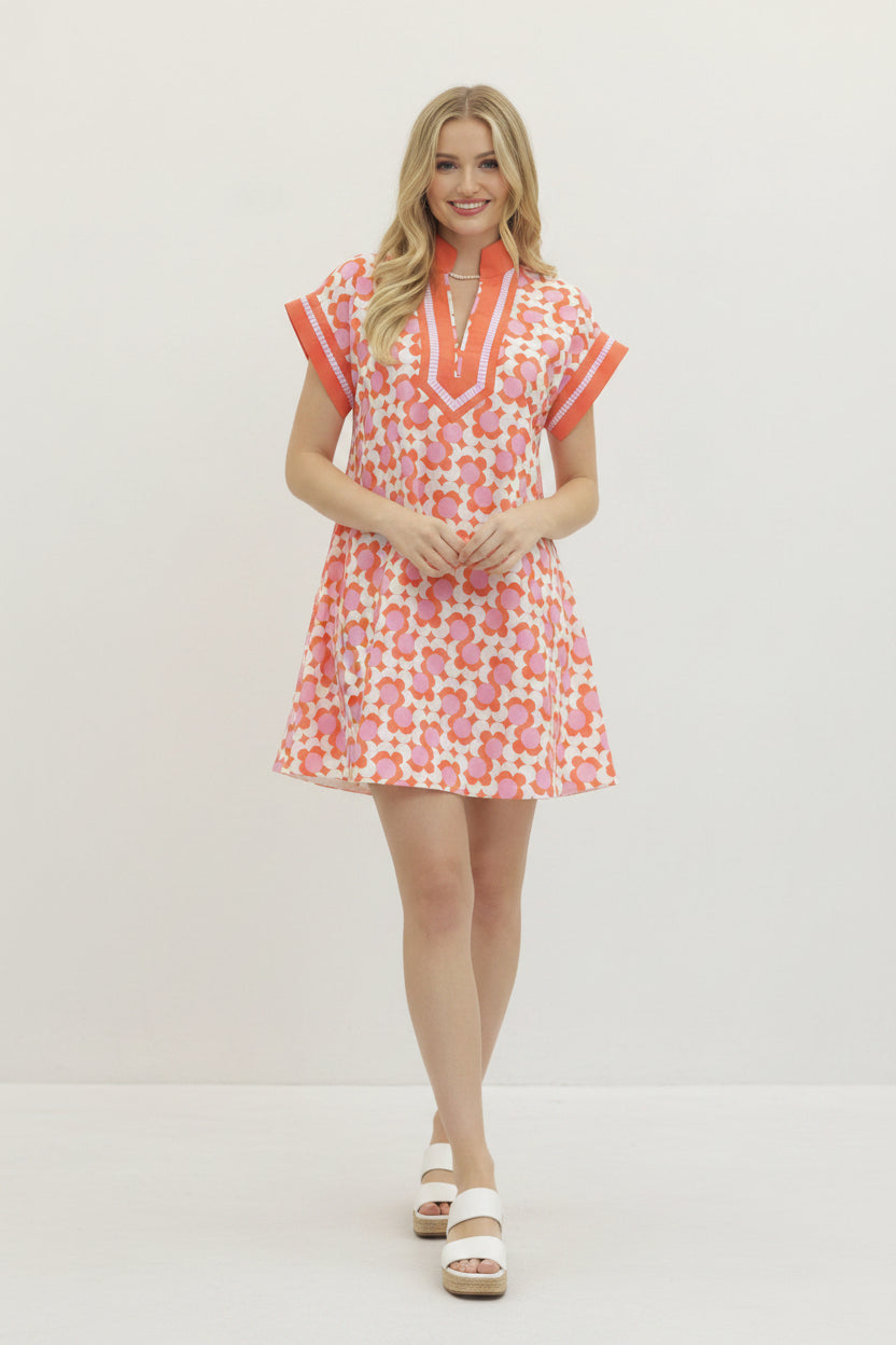 Cute coral cap sleeve dress