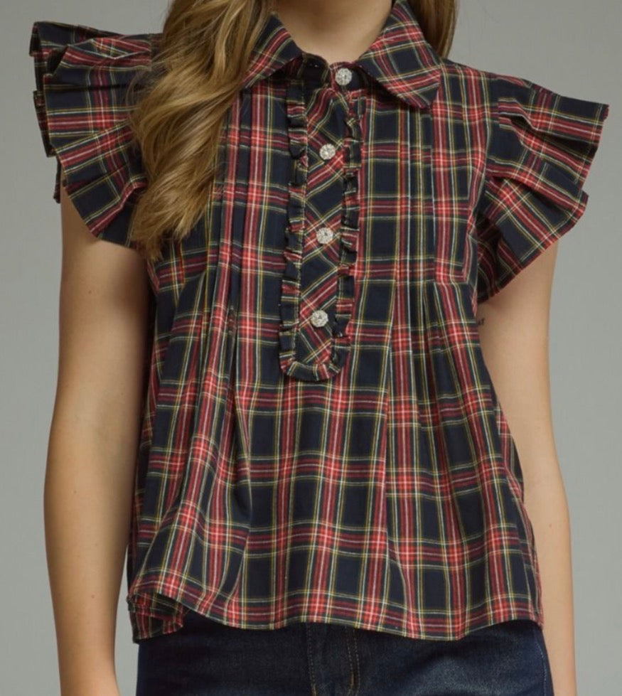 Madelyn Ruffle Plaid Top