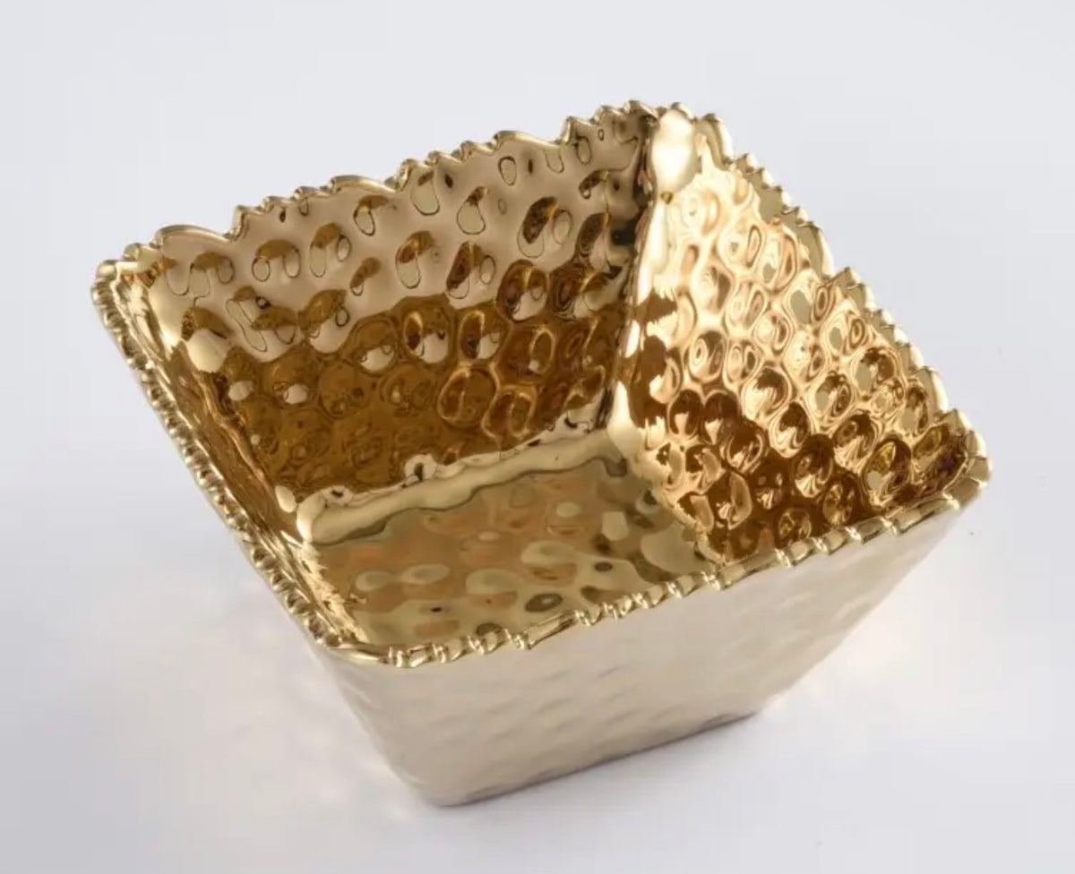 Porcelain Gold Snack/Dip Bowl