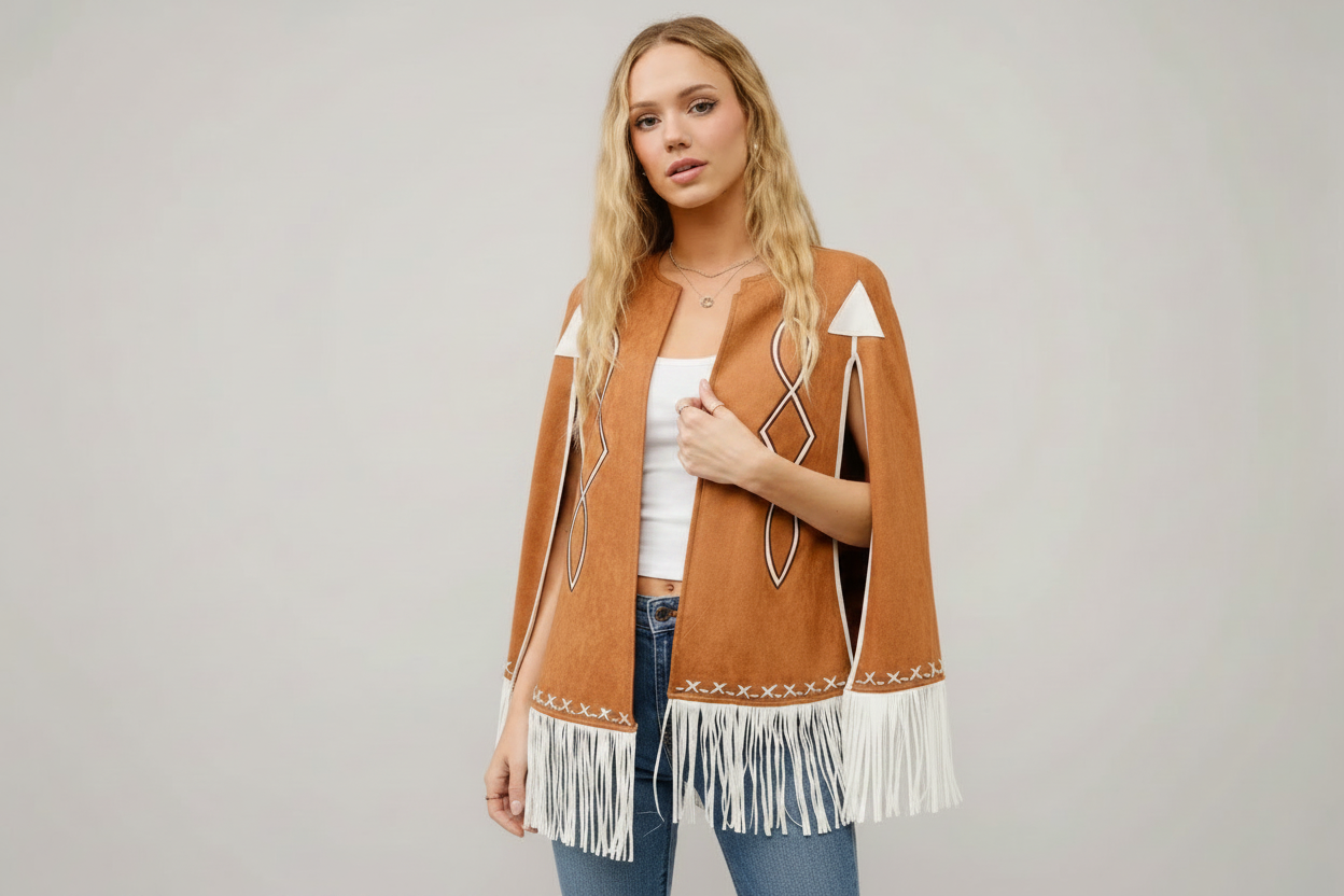 Desert Rose Fringe Cape
