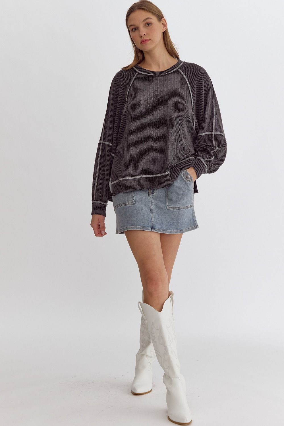knit pullover - charcoal