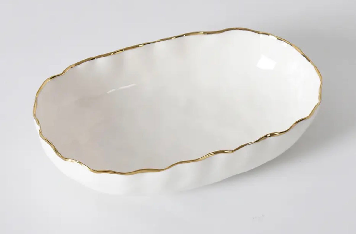 Porcelain White/Gold Small Server Bowl