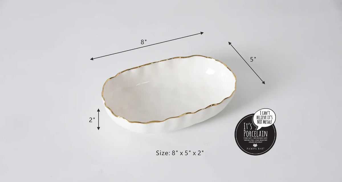 Porcelain White/Gold Small Server Bowl