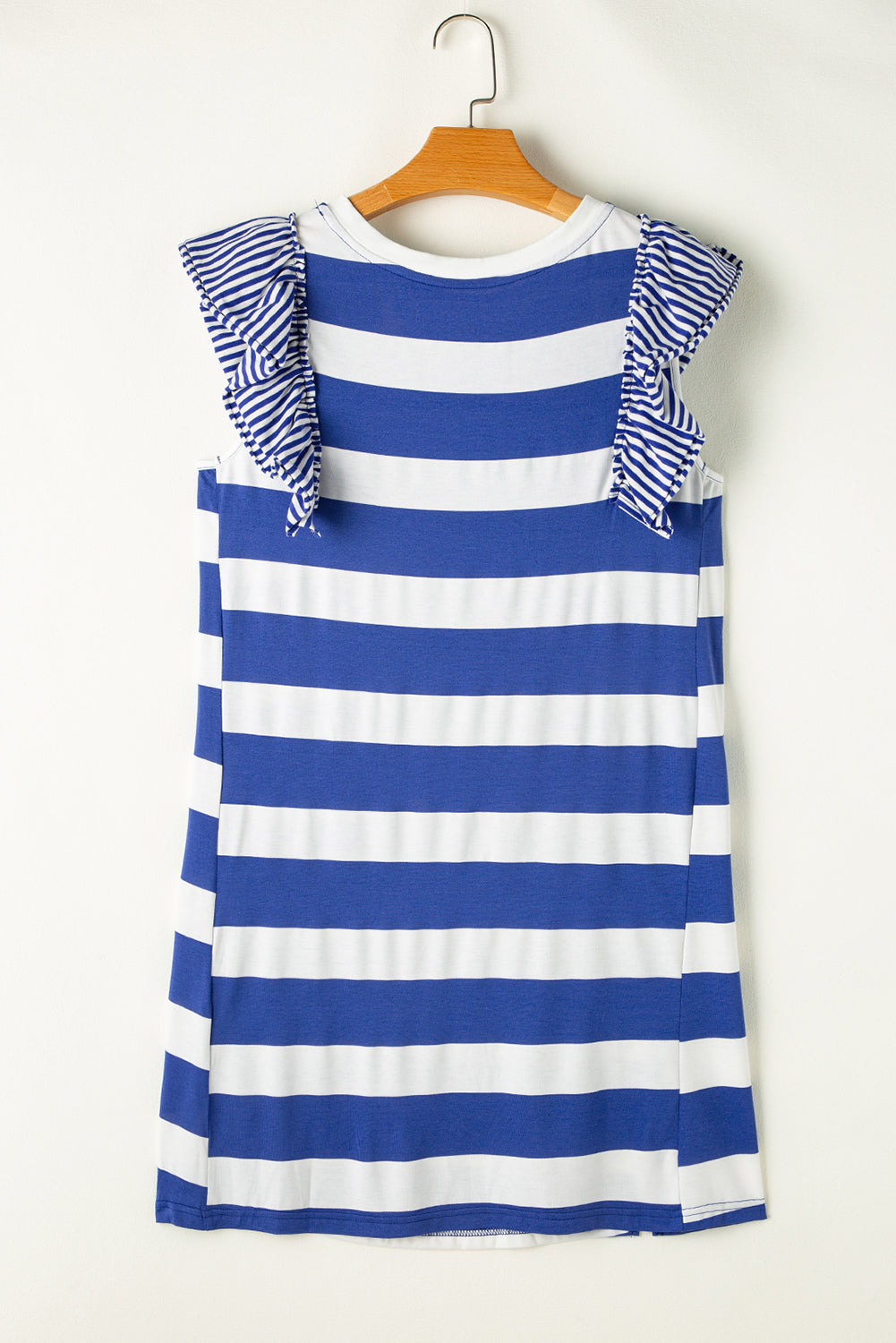 Stripe Contrast Ruffled Sleeve T-shirt Dress