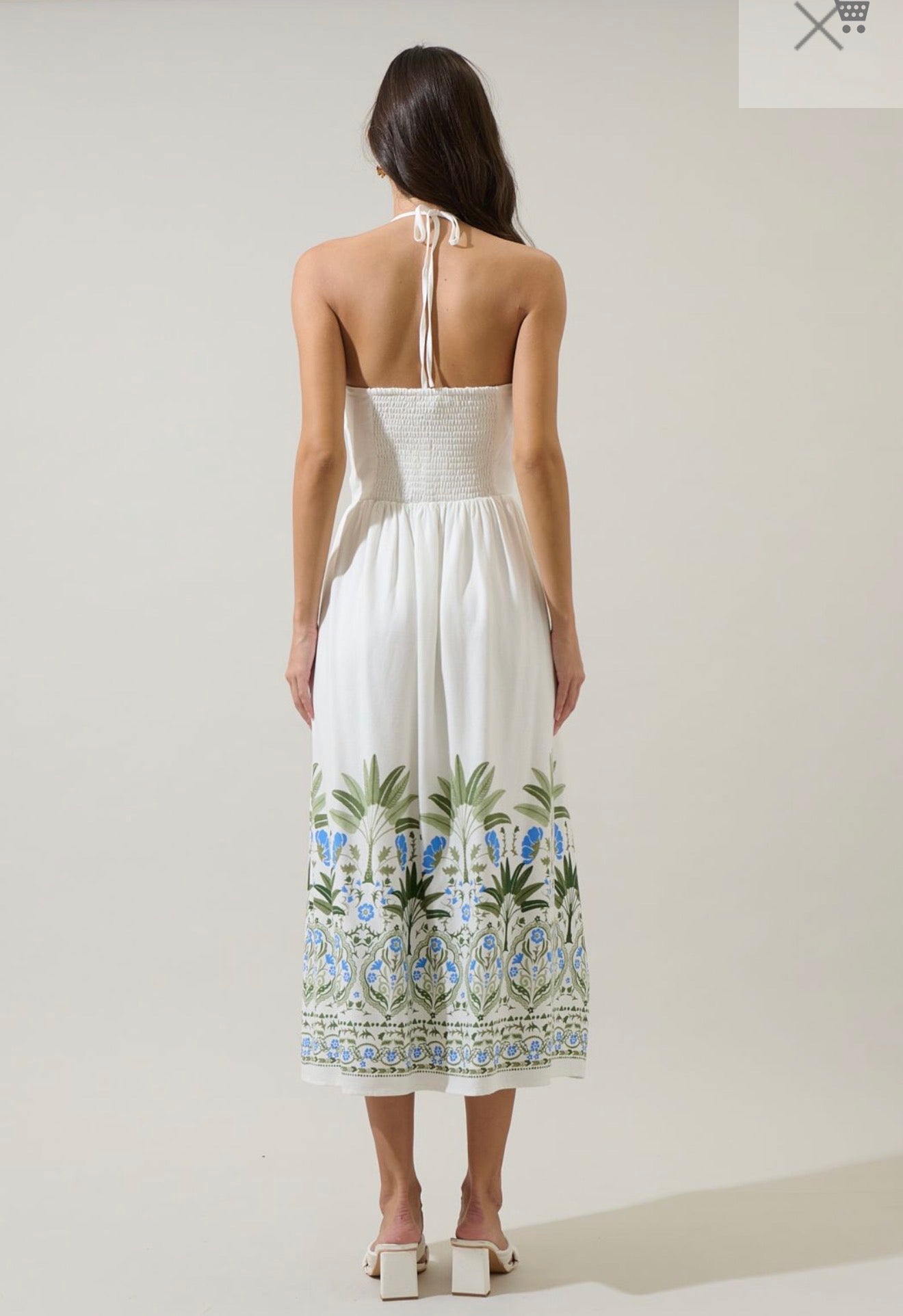 Cream and floral halter dress