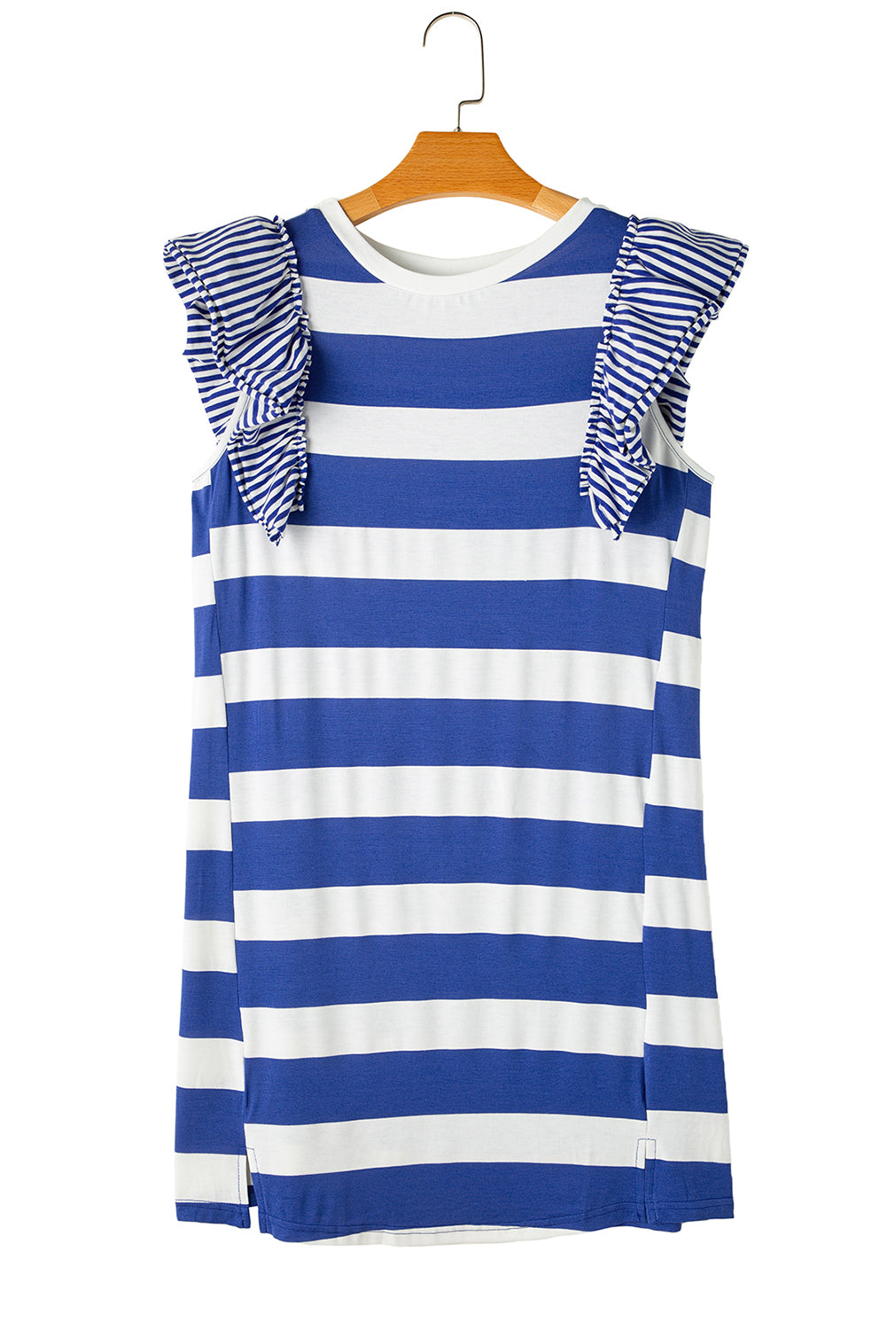 Stripe Contrast Ruffled Sleeve T-shirt Dress