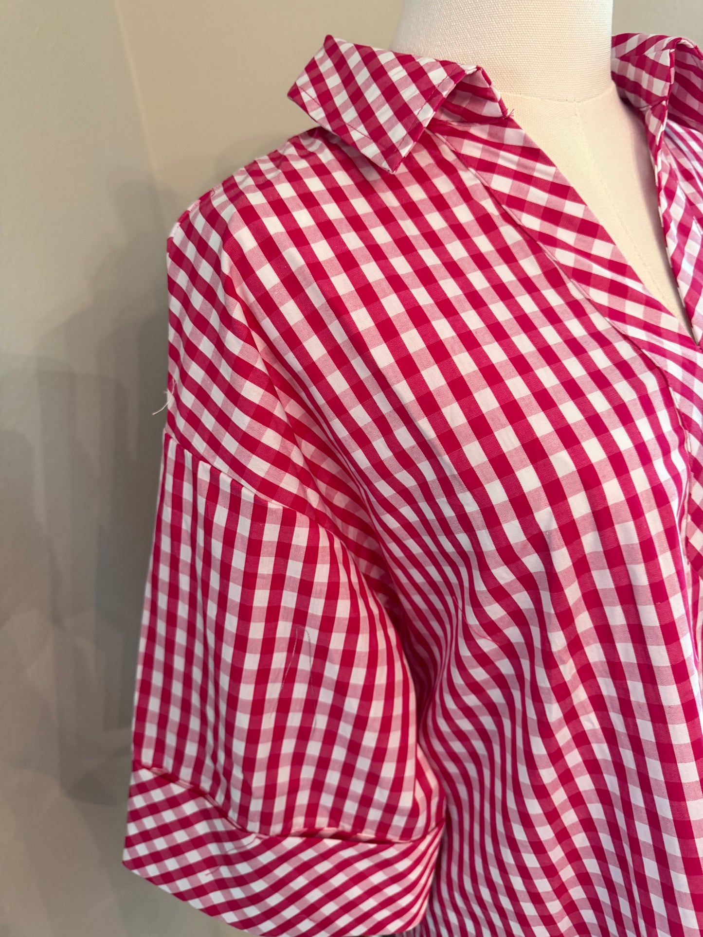 Pink Gingham Cotton Work‑to‑Weekend Top