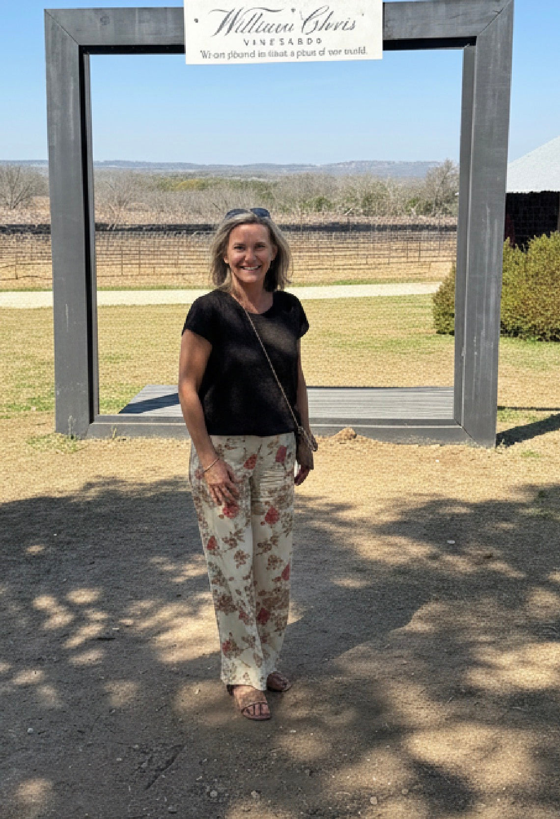 Cream Floral Cropped Pants