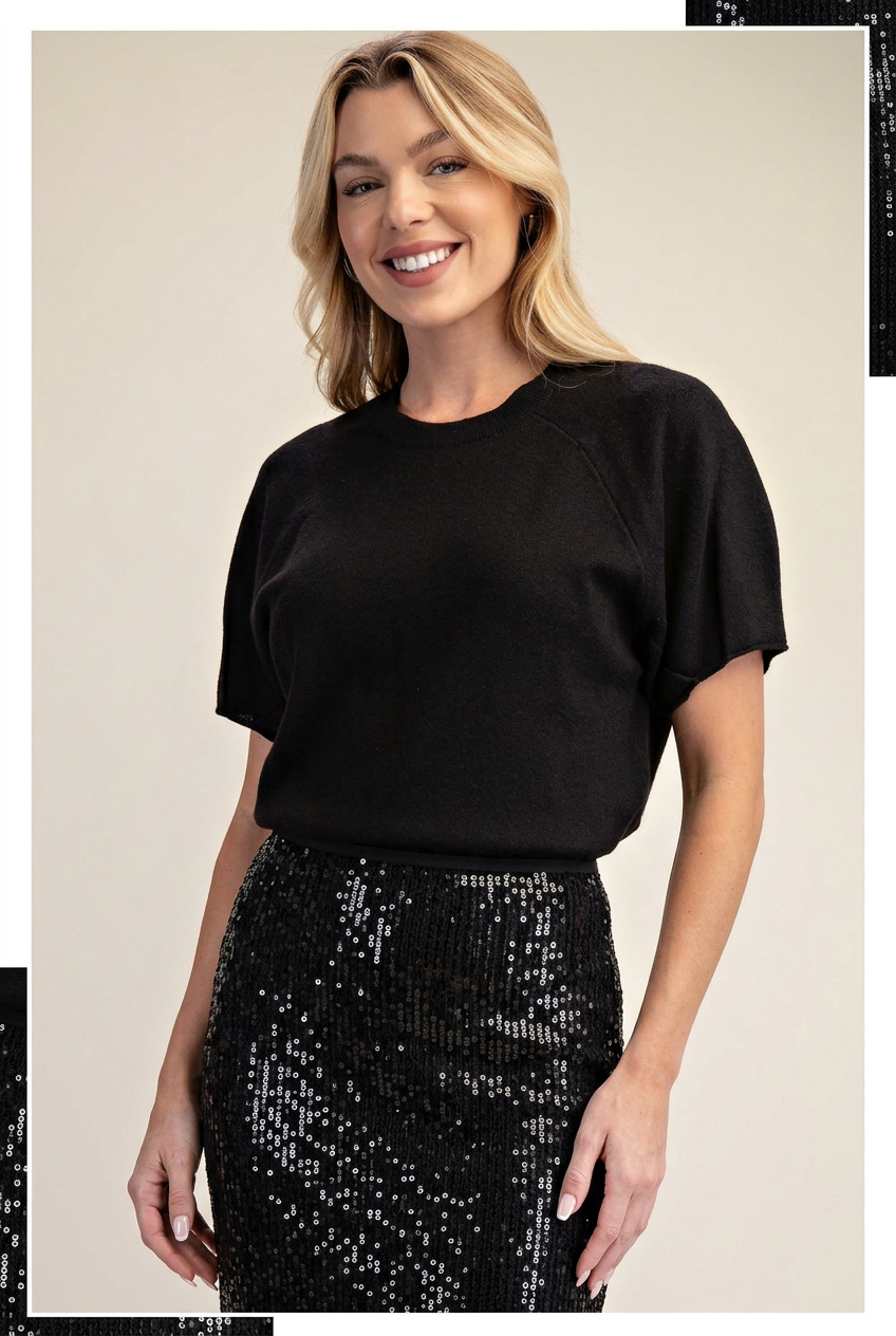 Coming soon: Everyday Black Puff Sleeve Sweater Top