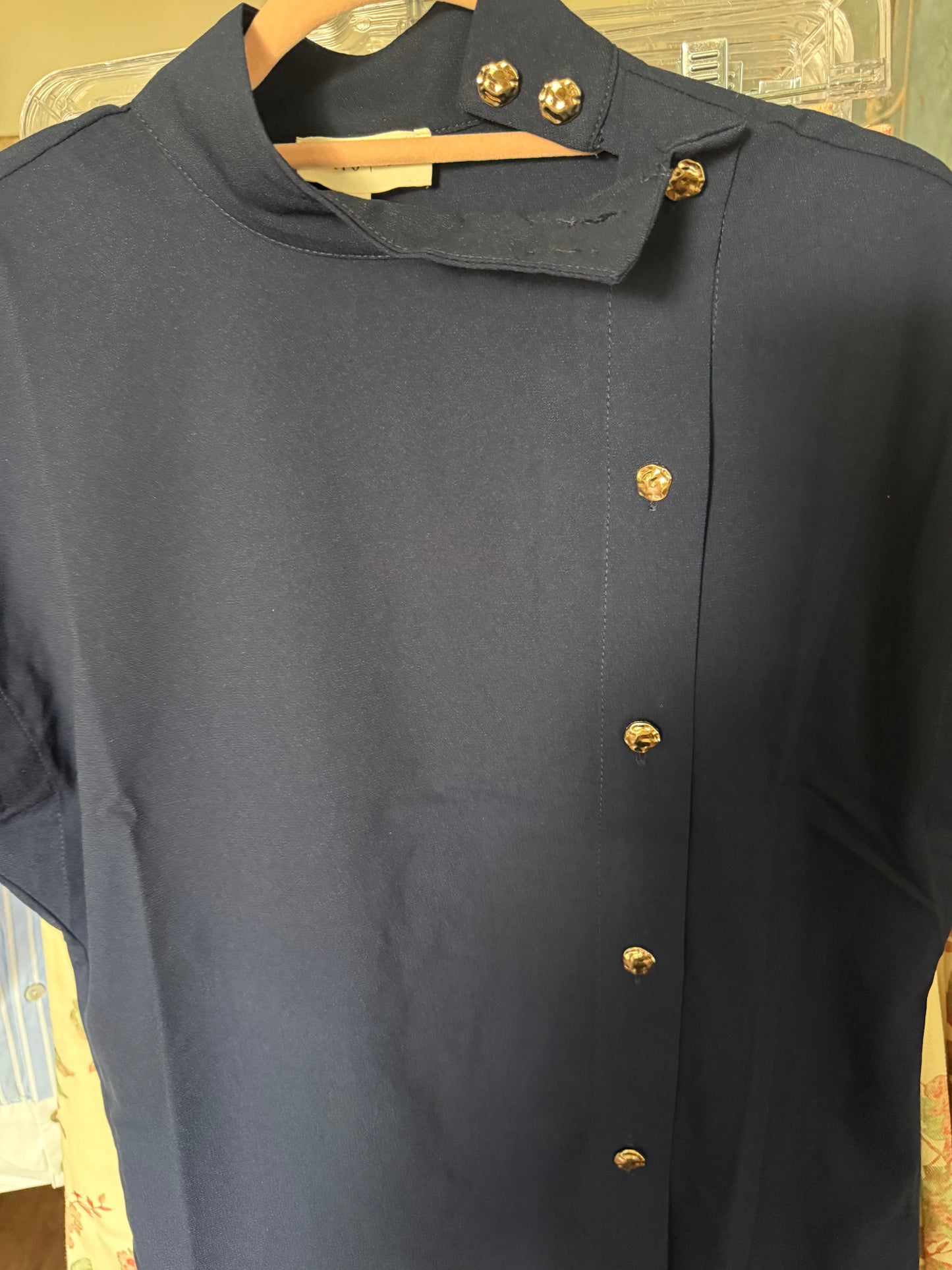 Gold button detail navy top
