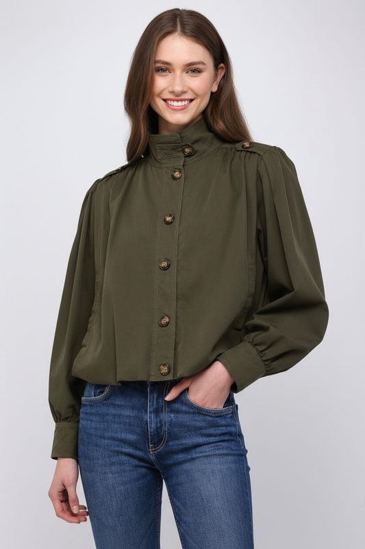 Coming soon: Olive Utility Bubble Hem Jacket