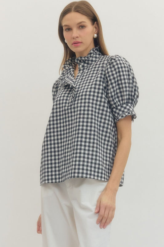 Black gingham top