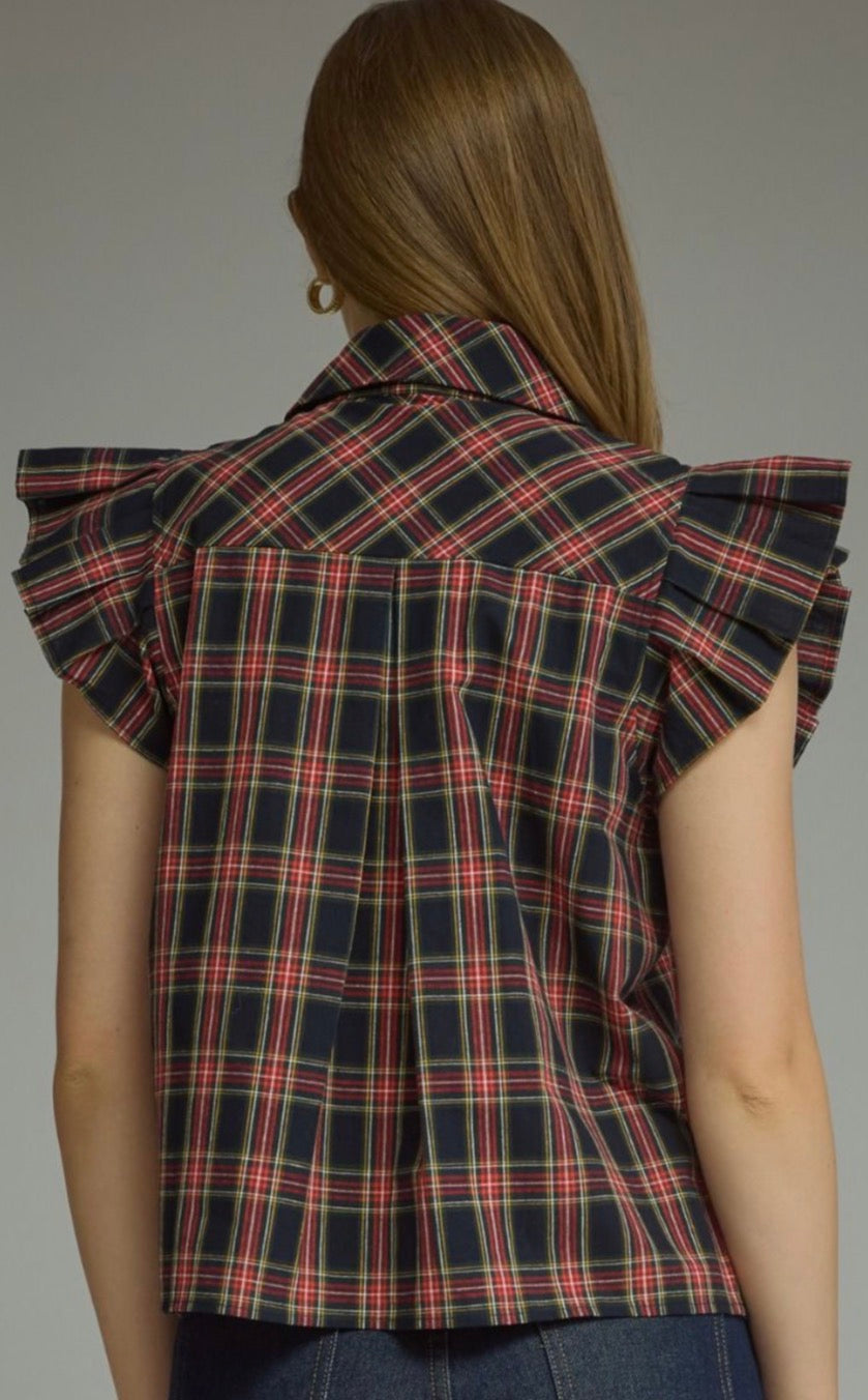 Madelyn Ruffle Plaid Top