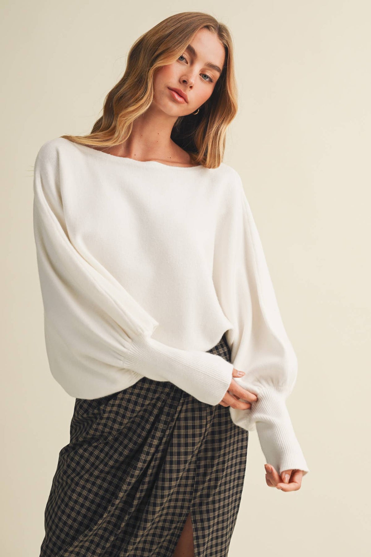 Cozy Cocoon Bateau Sweater - cream