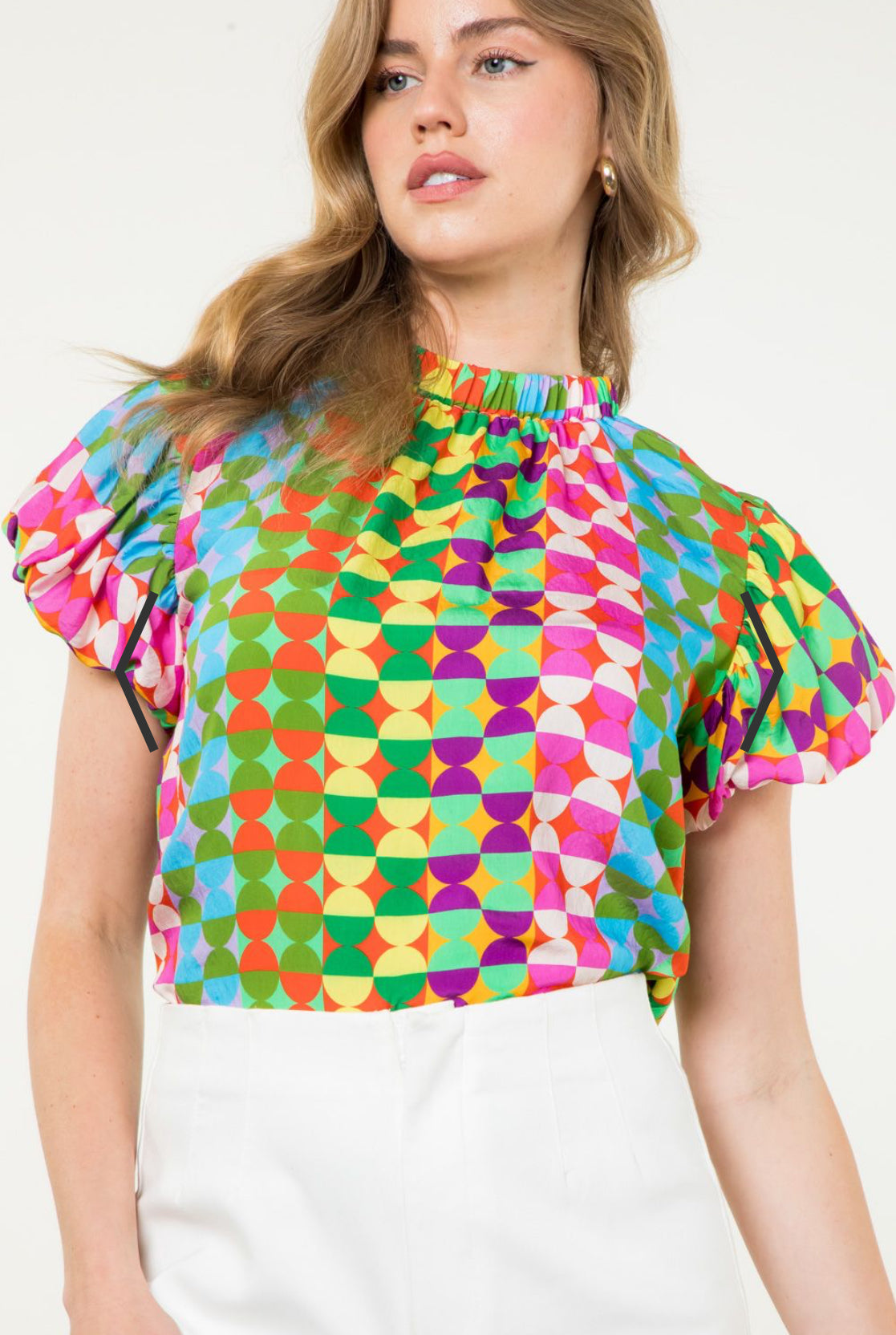 ** ONLY 2 LEFT** Colorful tie neck blouse - THML brand