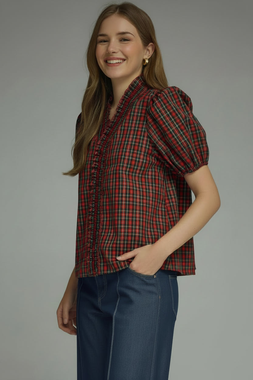 Coming Soon: Tartan Ruche Blouse
