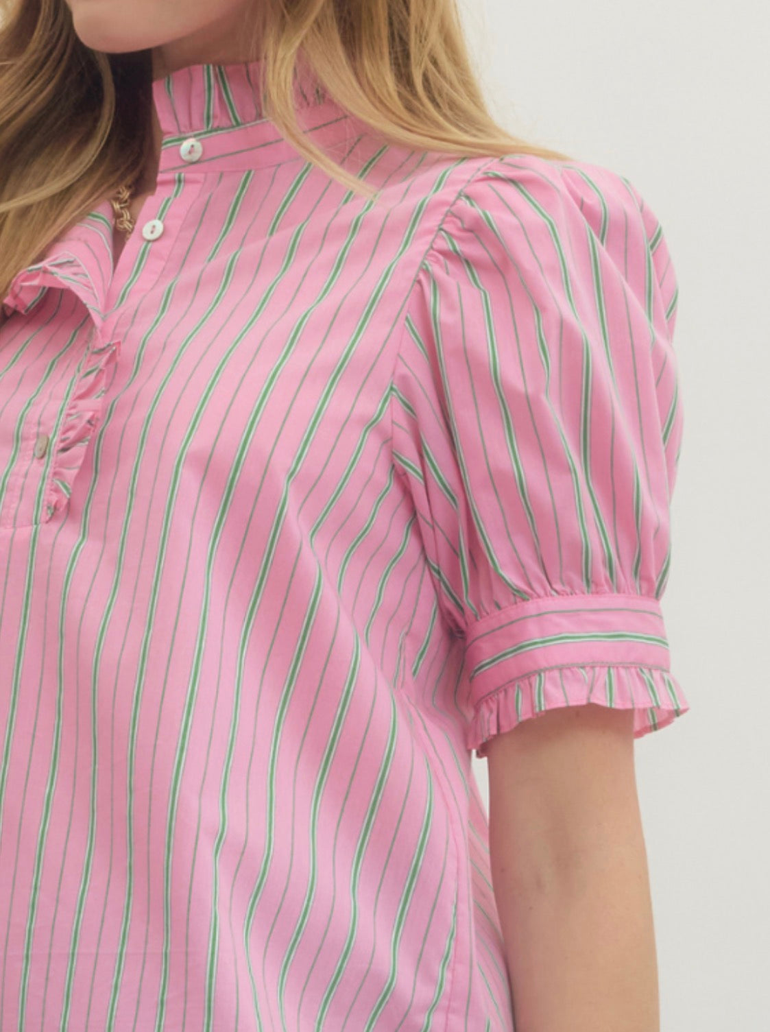 Chloe striped pink blouse