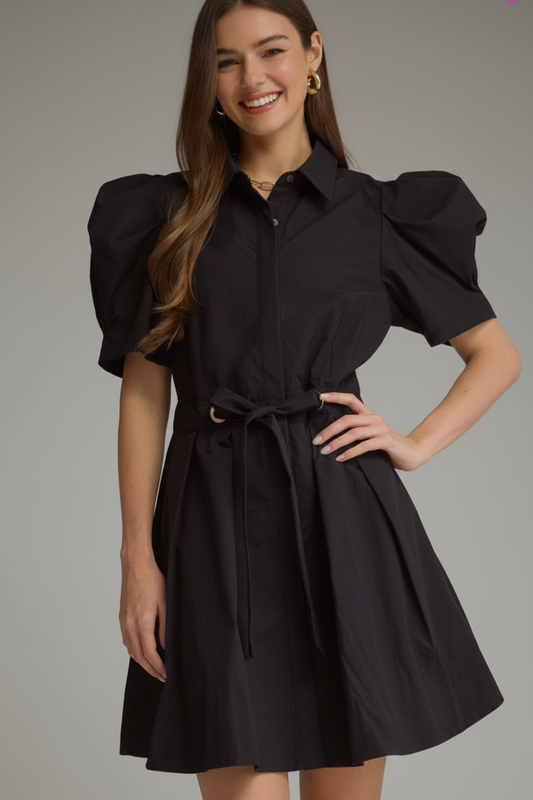 Coming Soon: Puff Sleeve Dress - Black